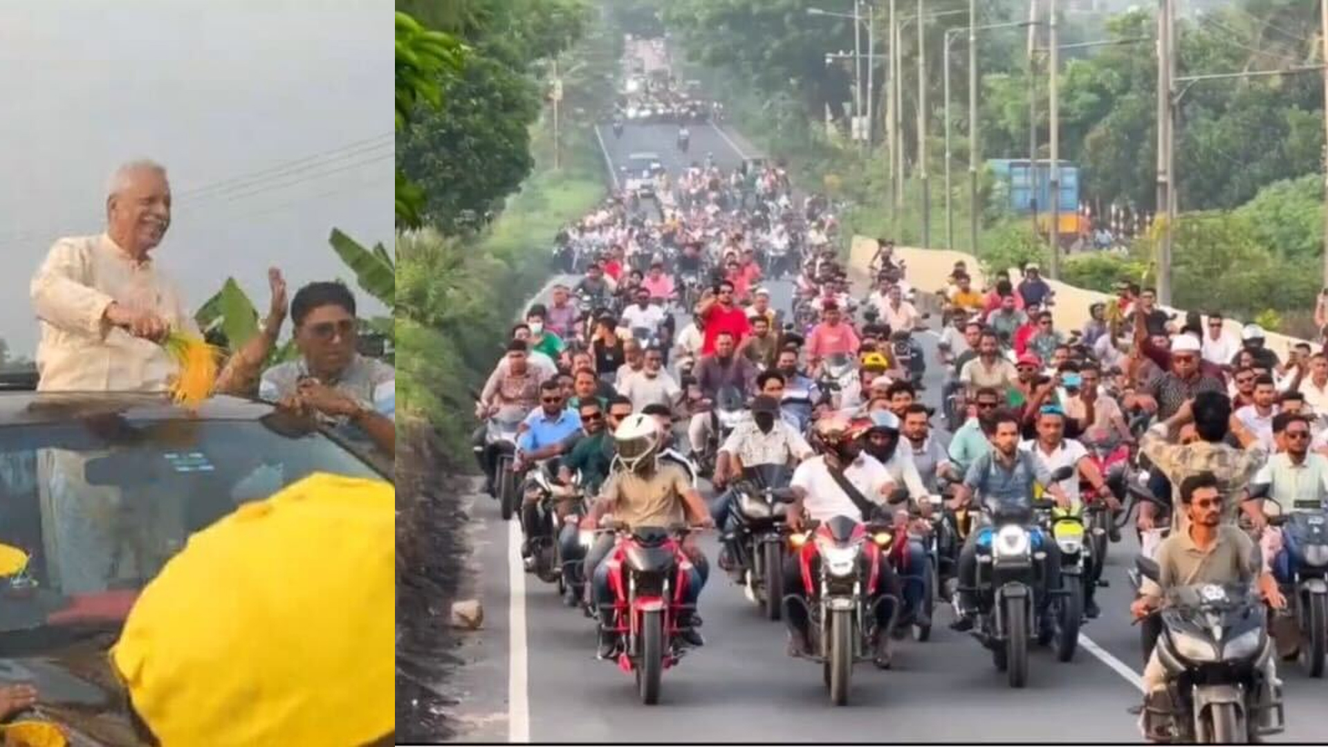 হাজারো মোটরসাইকেল শোডাউনে ফেনী ফিরলেন বিএনপি প্রার্থী ভিপি জয়নাল