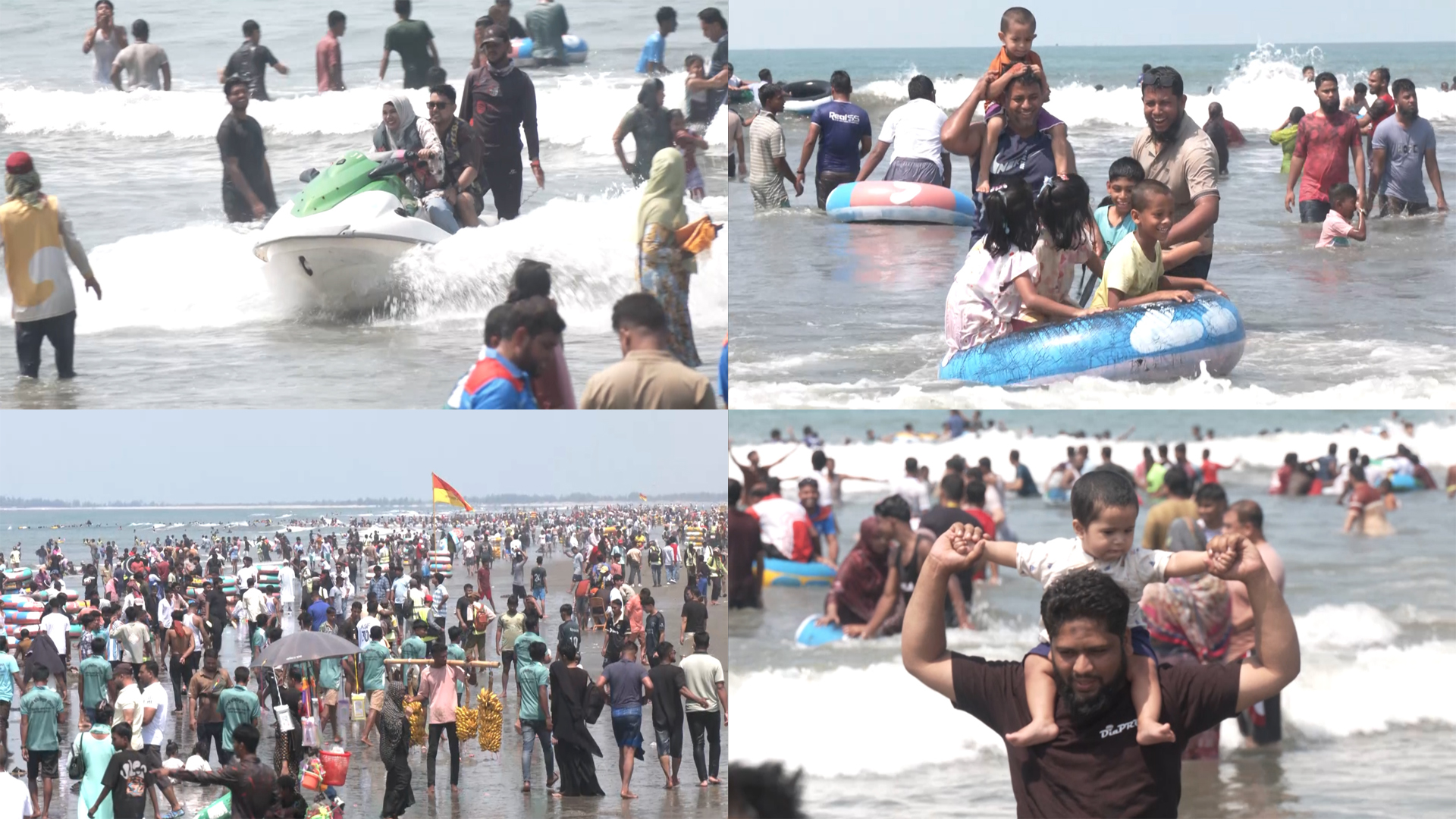 তীব্র গরমে নোনাজলে স্বস্তিতে পর্যটকরা