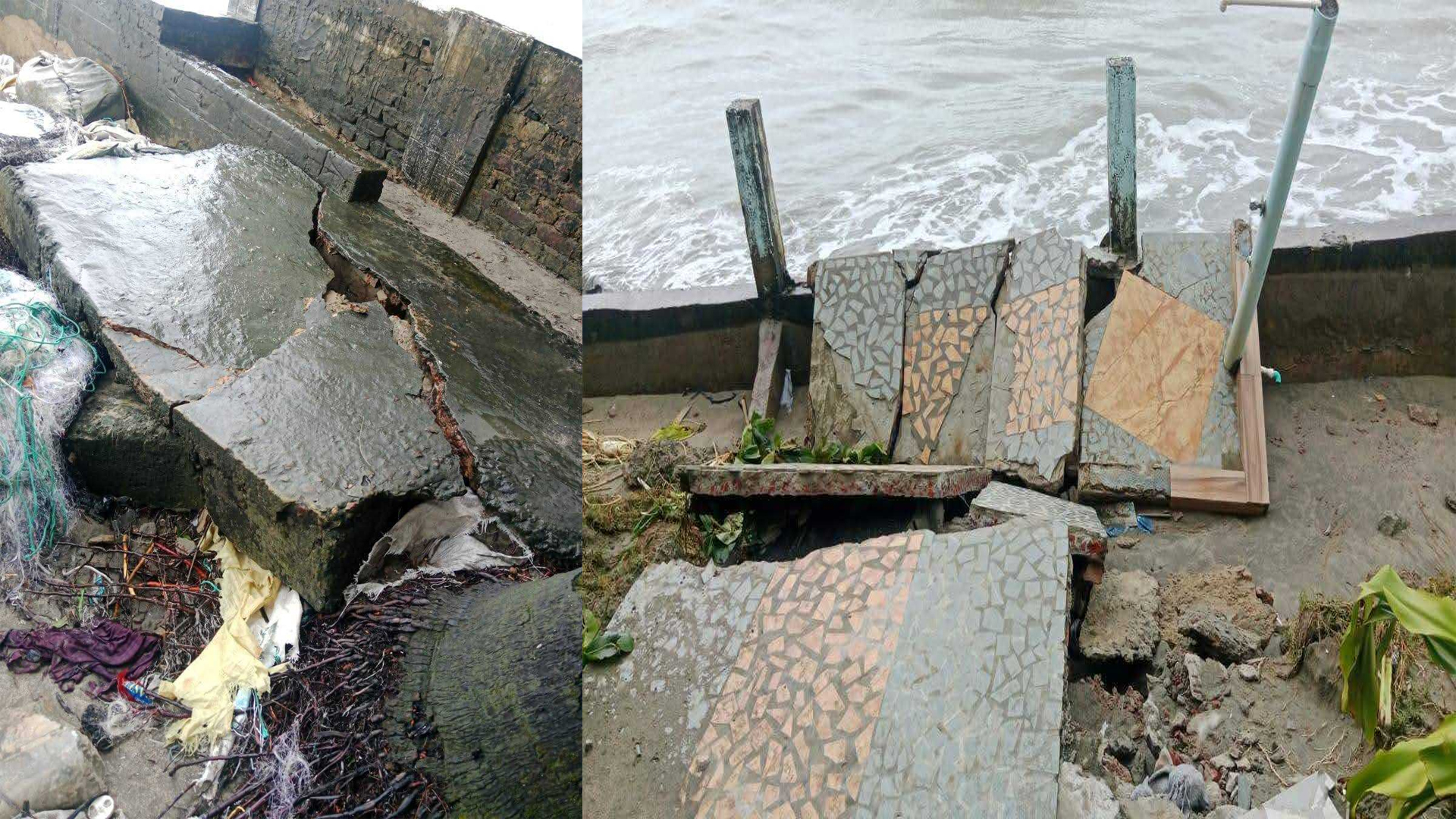 সেন্টমার্টিনে ভাঙন আতঙ্ক, নৌযান চলাচল বন্ধ