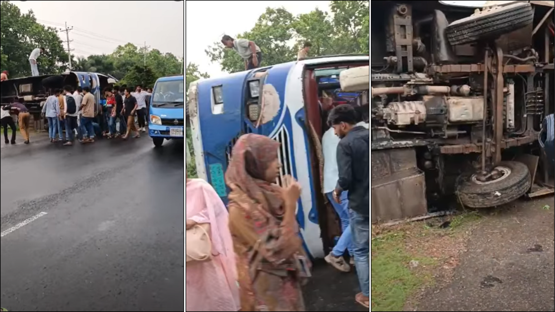 উত্তরা ইউনিভার্সিটির বাস উল্টে ৩০ শিক্ষার্থী আহত