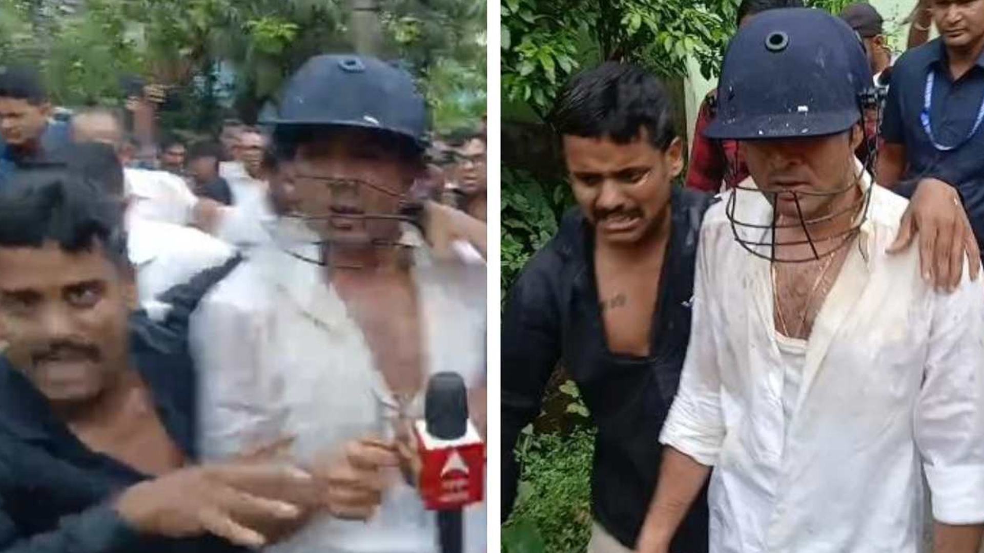 অভিষেকের ওপর হামলা: চড়-ঘুষি, ডিম-জুতো থেকে বাঁচতে মাথায় পরলেন হেলমেট