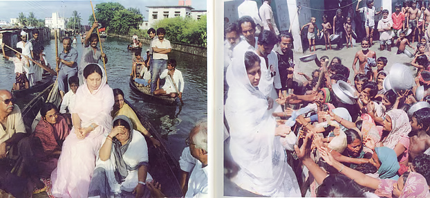 ১৯৮৮ সালে বন্যায় ডুবে গিয়েছিল গোটা দেশ। তখন দুর্গত এলাকা পরিদর্শন ও ত্রাণ বিতরণে বেরিয়েছিলেন খালেদা জিয়া।