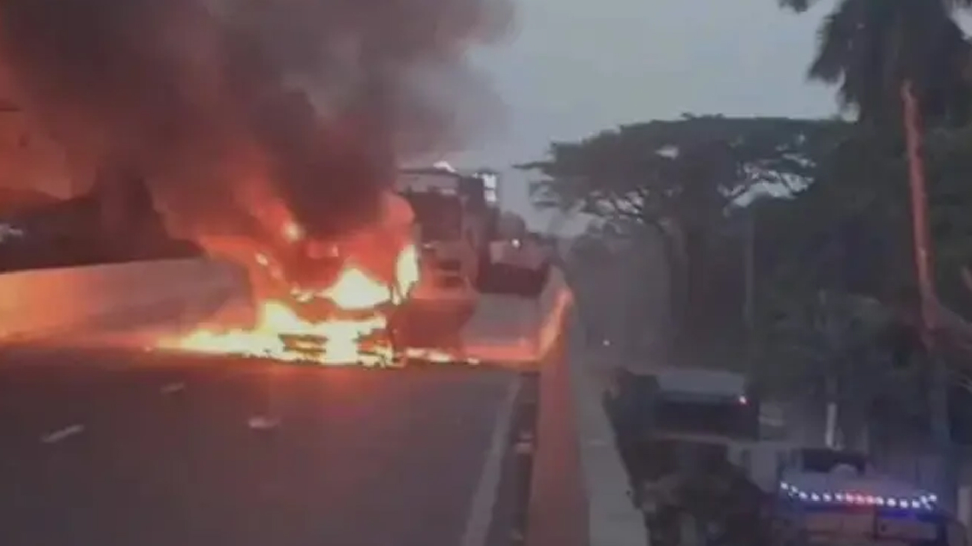 এলিভেটেড এক্সপ্রেসওয়েতে চলন্ত প্রাইভেট কারে আগুন