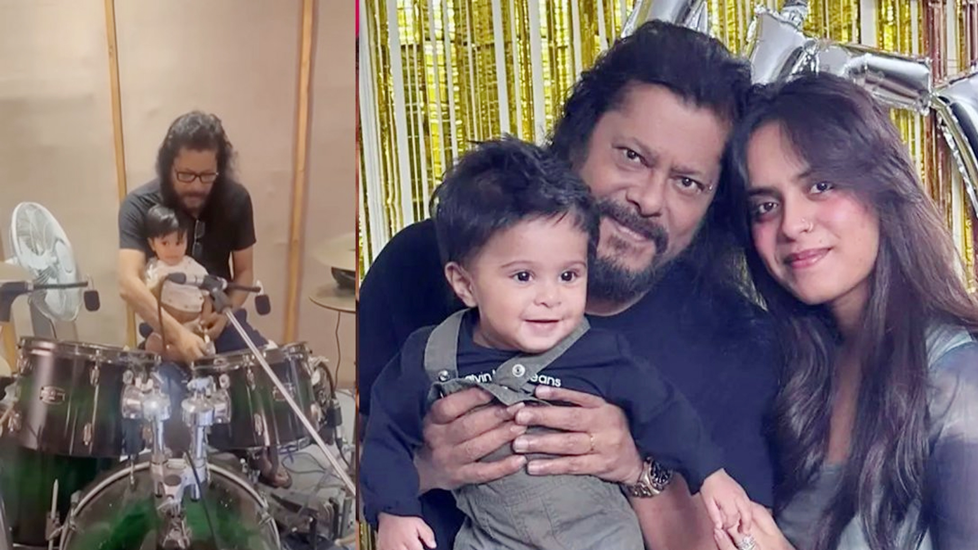 পুত্রকে ড্রামস বাজানো শেখাচ্ছেন জেমস