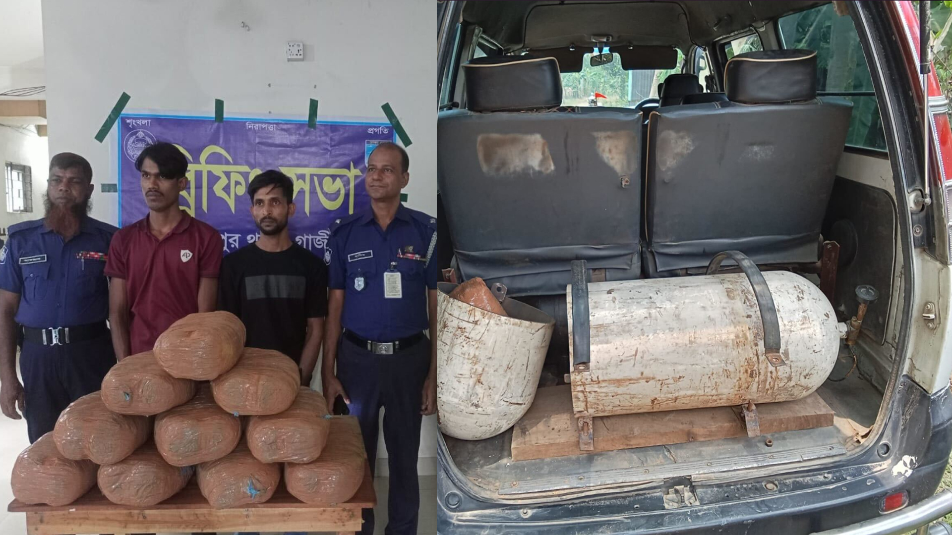 আটক মাদক কারবারিরা। ছবি: সময় সংবাদ