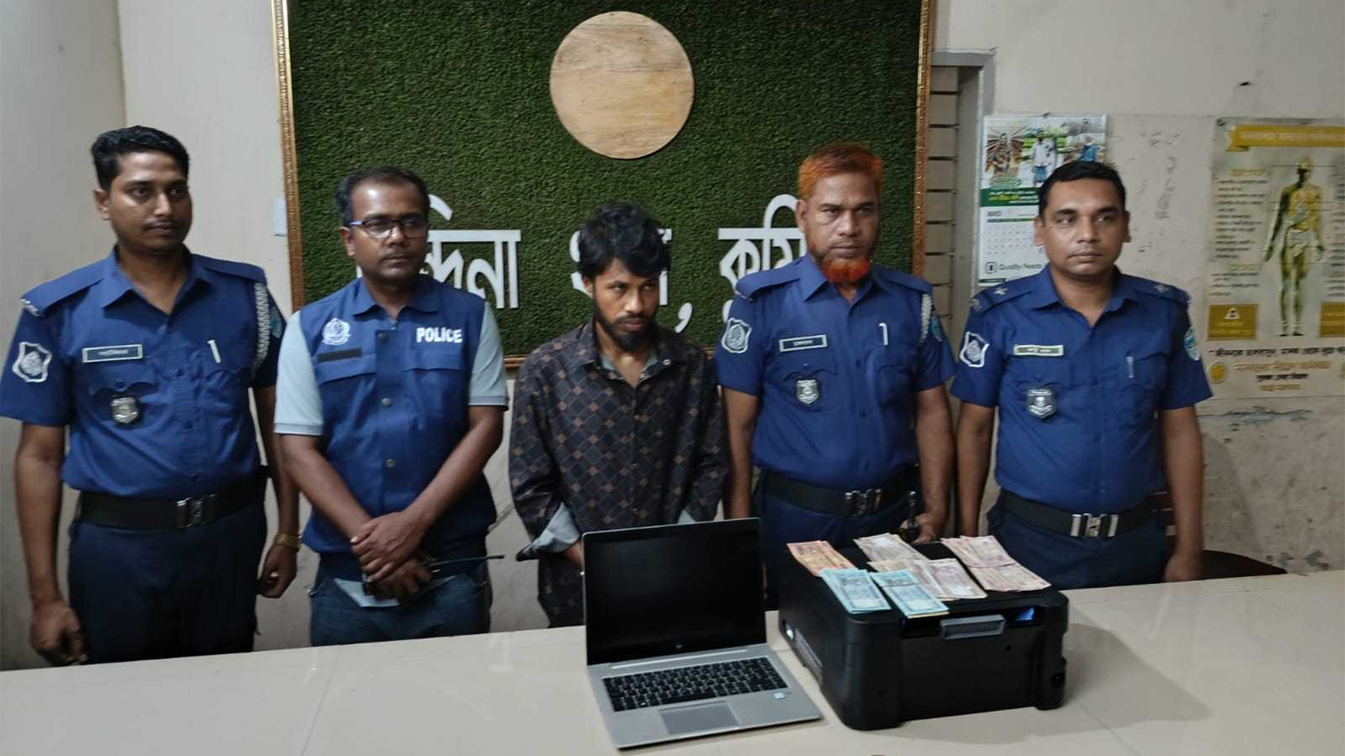 চান্দিনায় জাল টাকাসহ যুবক আটক, সরঞ্জাম জব্দ