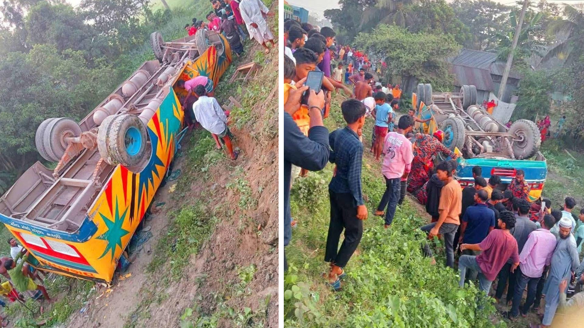 মাজার জিয়ারত শেষে বাড়ি ফেরার পথে বাস-ট্রাক সংঘর্ষের নিহত ১, আহত ৩০