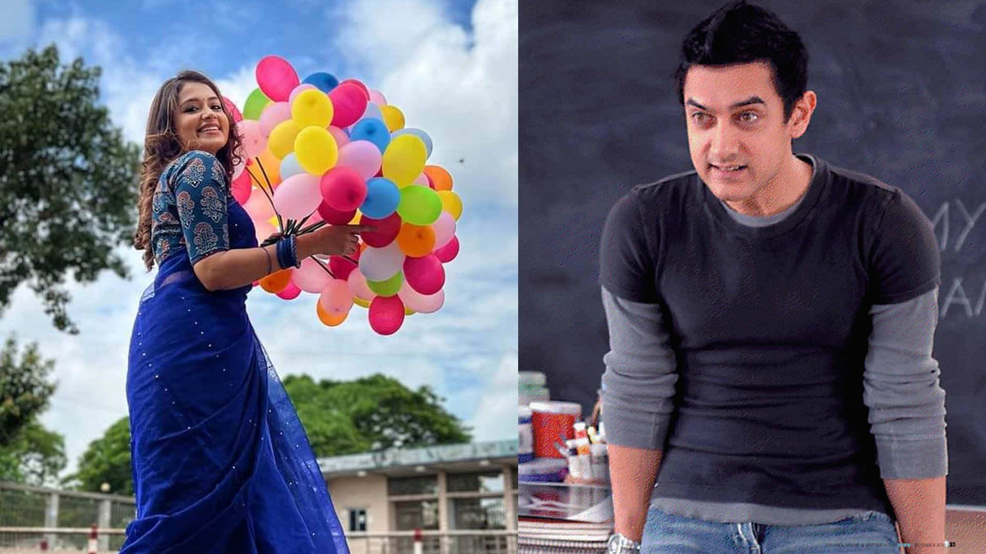 বামে তাসনিয়া ফারিণ ডানে আমির খান। ছবি: সংগৃহীত