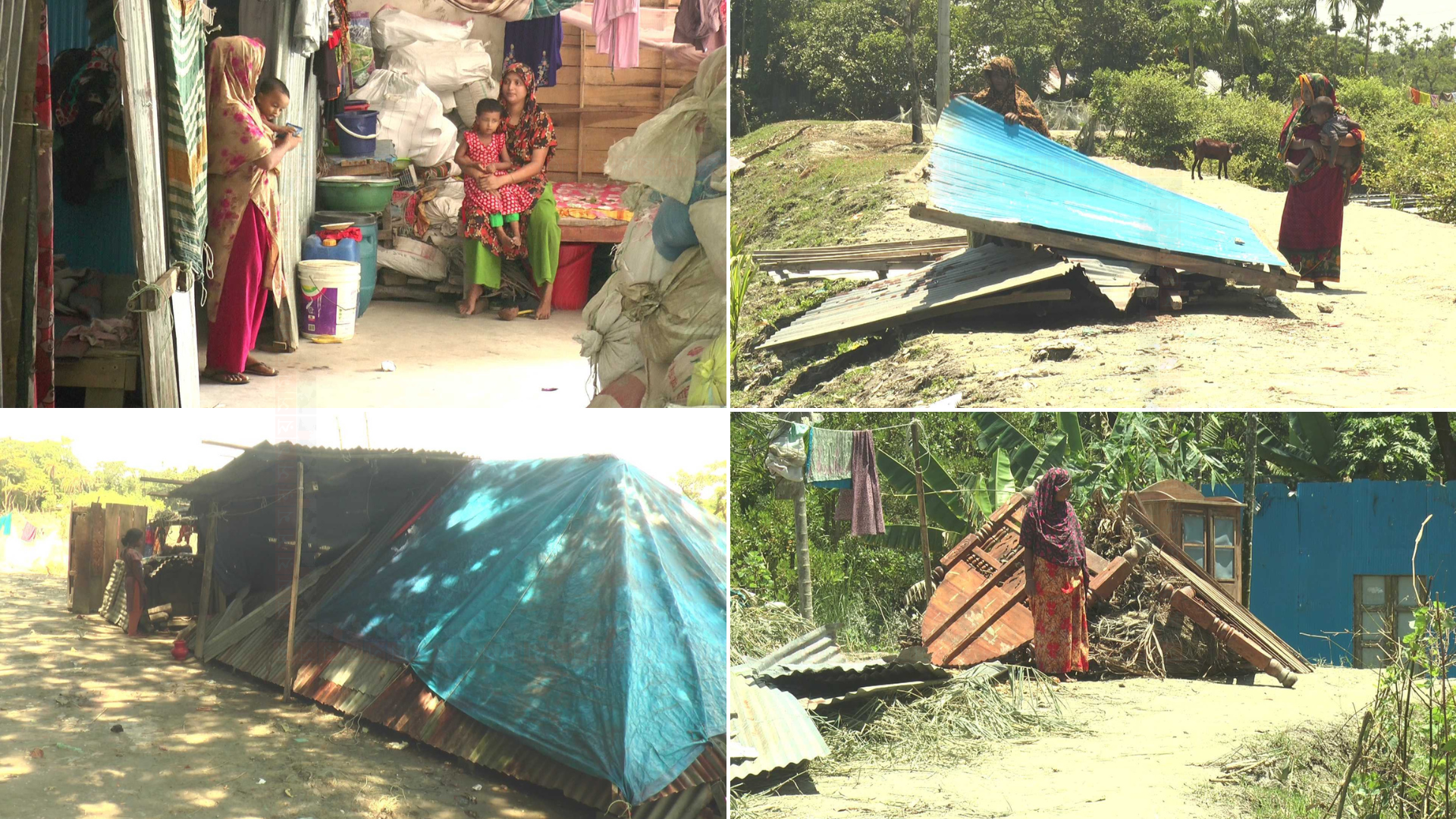 বেড়িবাঁধ সংস্কারে ঘরবাড়ি হারিয়ে আশ্রয়হীন ভোলার আড়াইশ পরিবার