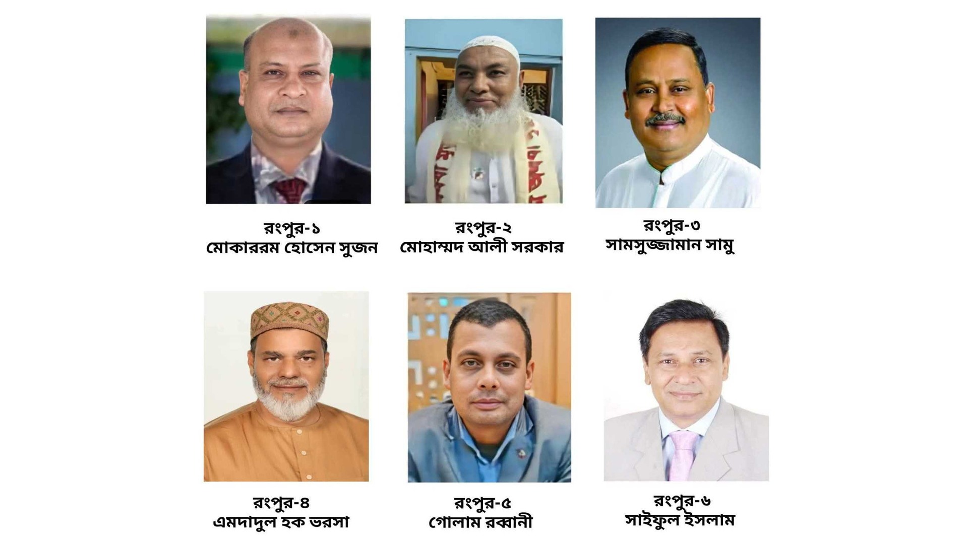 রংপুরের ৬টি আসনে বিএনপির প্রার্থী হলেন যারা