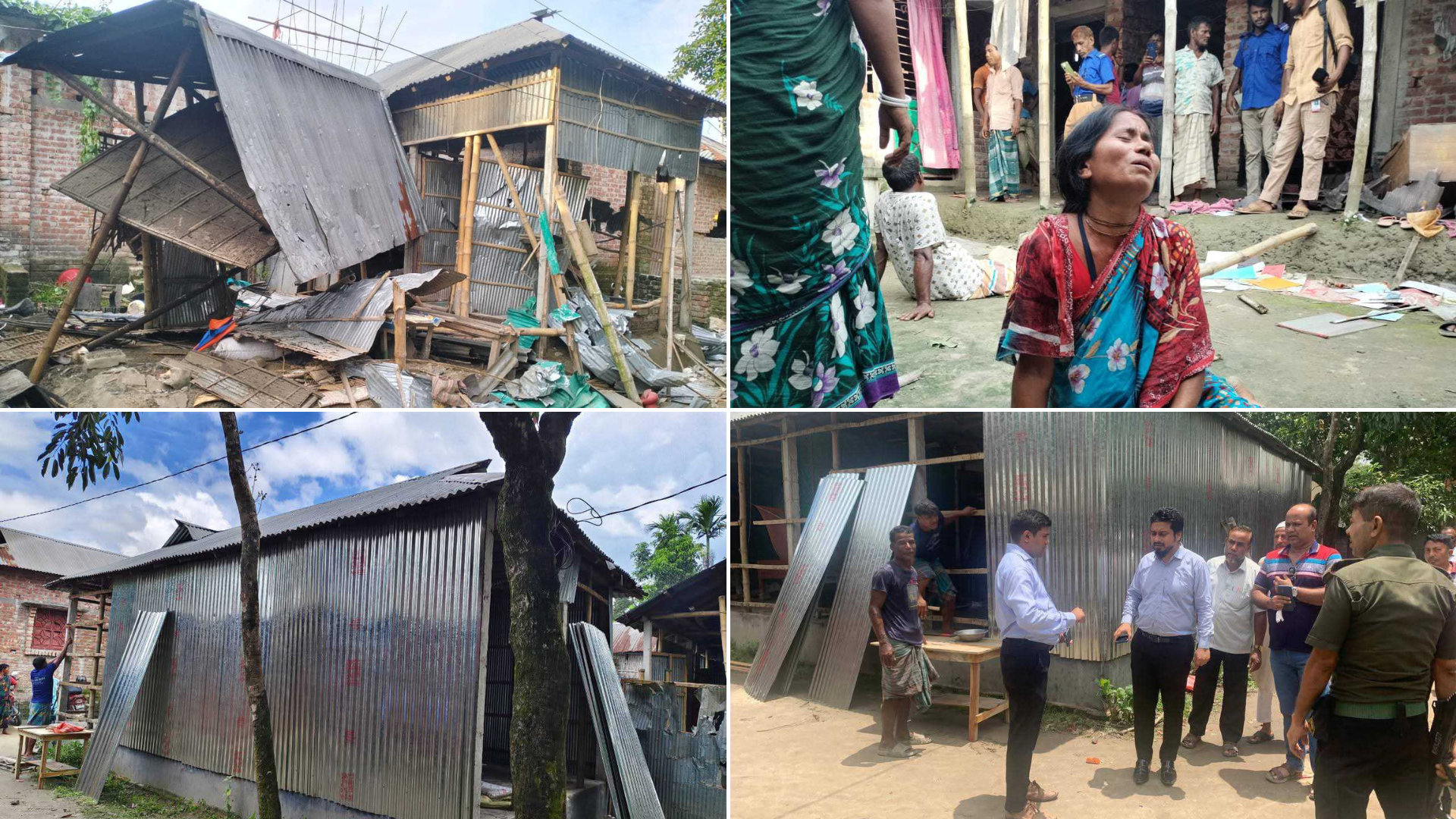 এখনো আতঙ্ক কাটেনি গঙ্গাচড়ায়, সনাতন ধর্মাবলম্বীদের বাড়িঘর মেরামত করে দিচ্ছে প্রশাসন