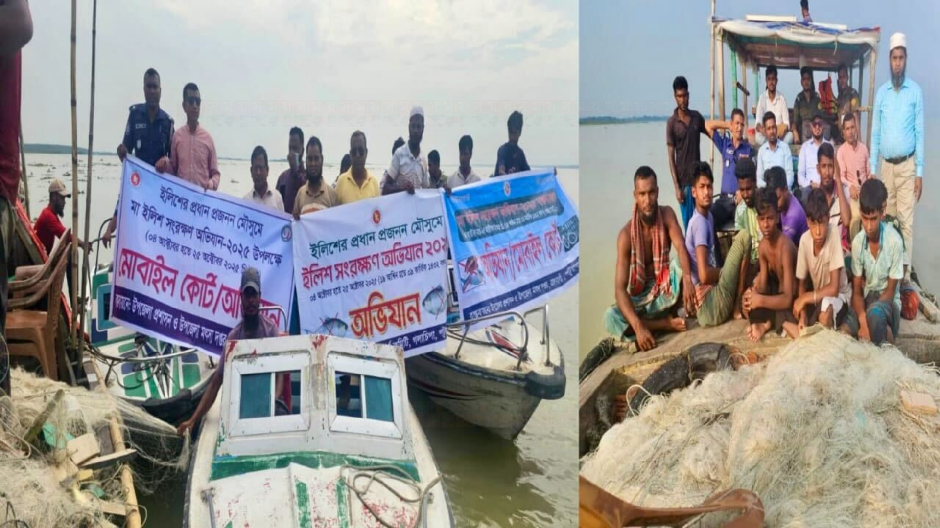 তেতুলিয়া নদীতে ১১ হাজার মিটার জালসহ ১১ জেলে আটক