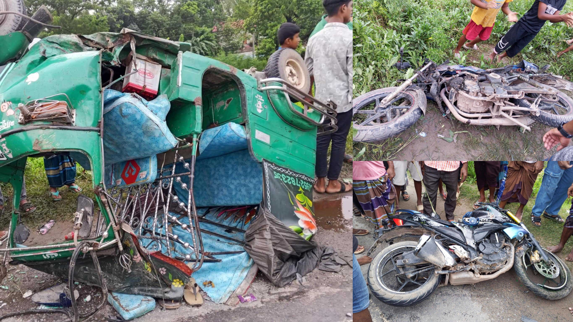 ব্রাহ্মণবাড়িয়ায় অটোরিকশায় তিন মোটরসাইকেলের ধাক্কায় নিহত বেড়ে ৫