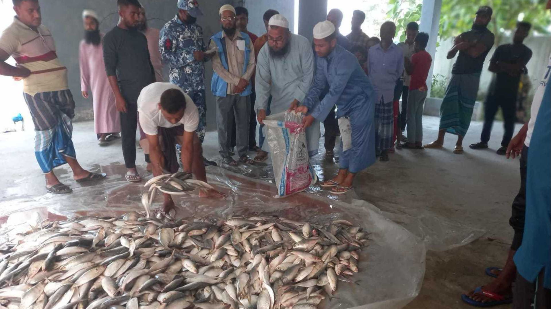 মেঘনায় জব্দ ১২০০ কেজি জাটকা এতিমখানায় বিতরণ