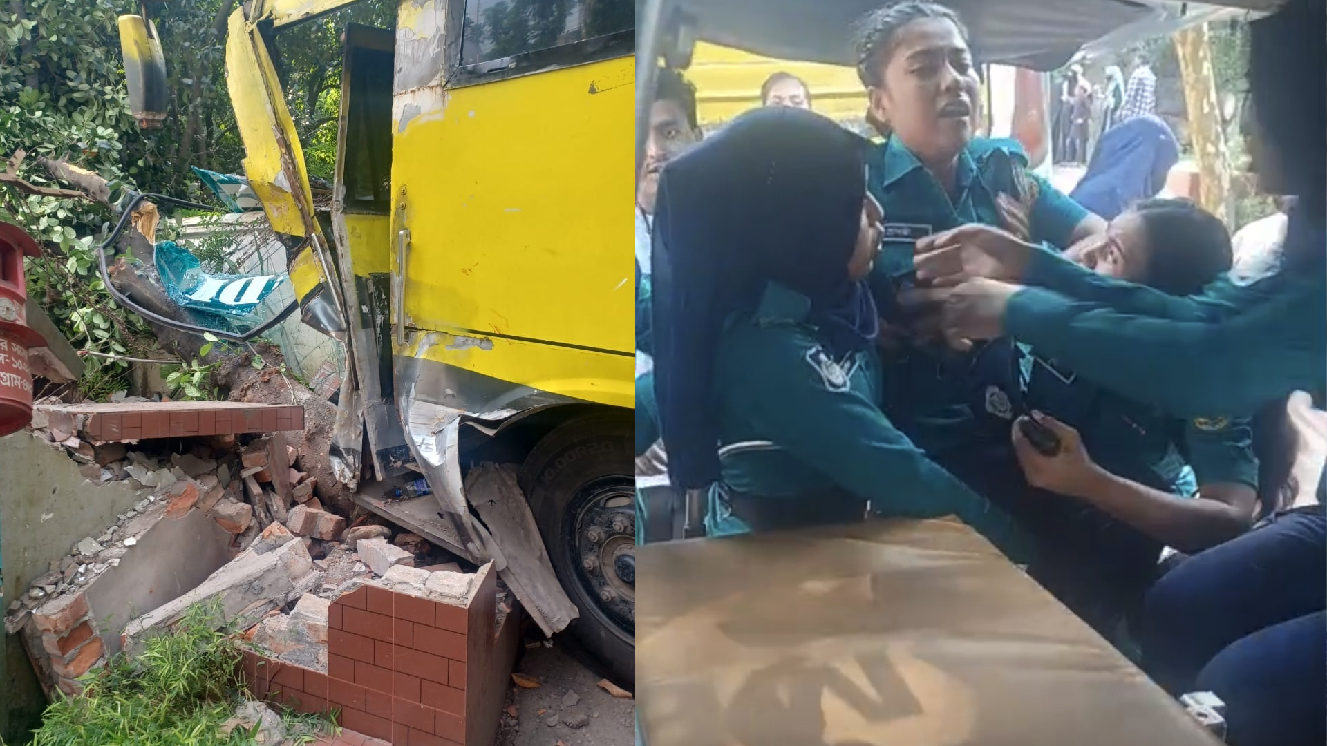 স্টেডিয়ামে যাওয়ার সময় নিয়ন্ত্রণ হারায় পুলিশের বাস, আহত ২০