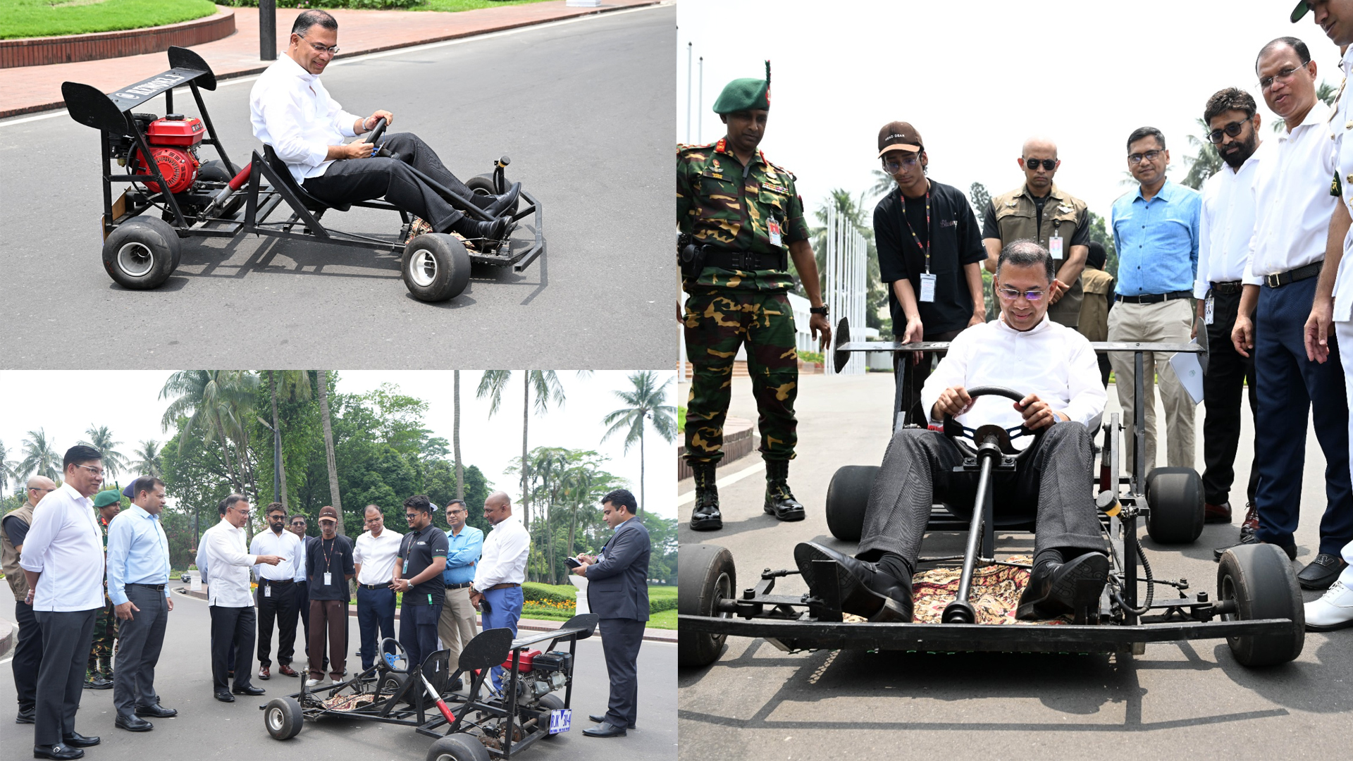 কলেজছাত্র রিজয়ানের গো-কার্ট চালিয়ে উৎসাহ দিলেন প্রধানমন্ত্রী