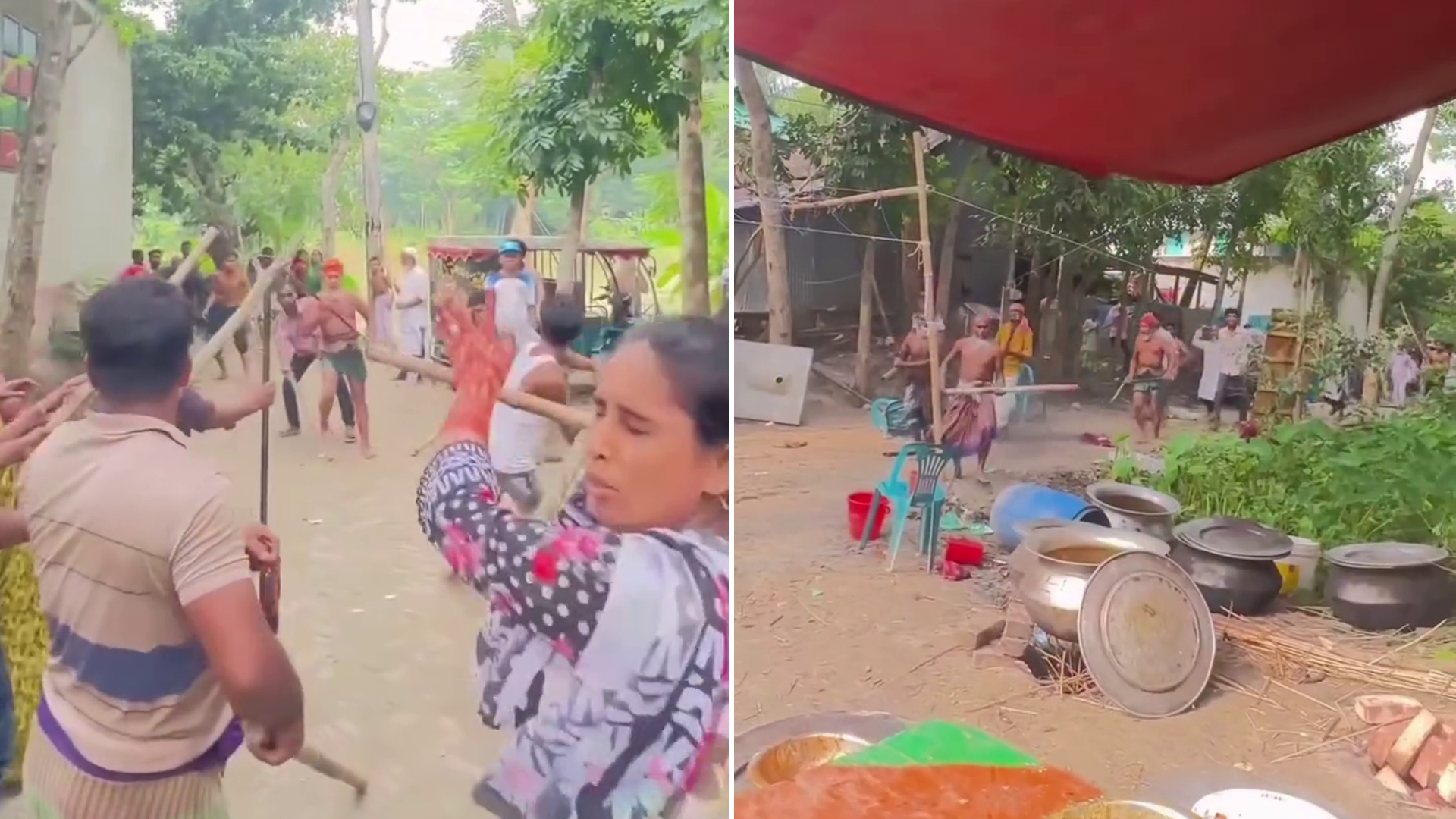 ফরিদপুরে বিয়েবাড়িতে টেবিলের নিচে মাংস লুকিয়ে রাখা 