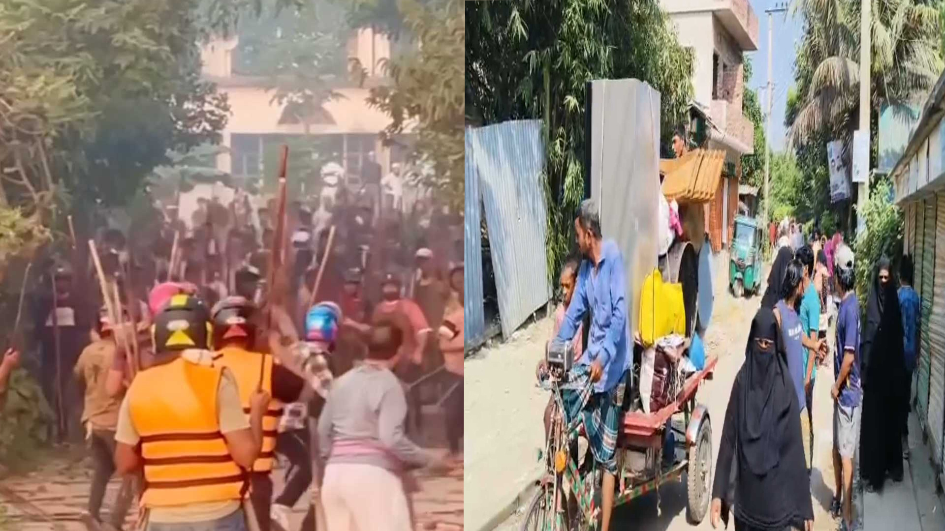 লাশ দাফন নিয়ে ব্রাহ্মণবাড়িয়ায় ভয়াবহ সংঘর্ষ, আসবাবপত্র নিয়ে এলাকা ছাড়ছেন অনেকে