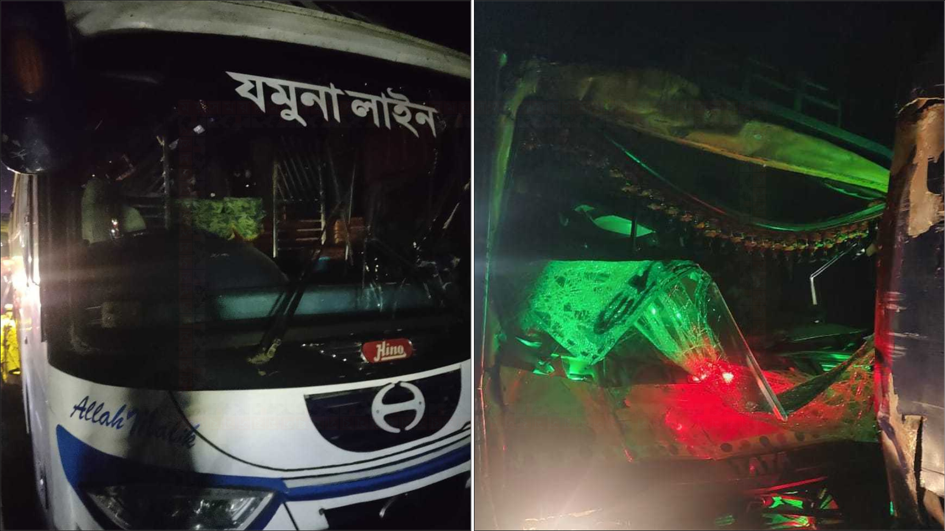 ফরিদপুরে দাঁড়িয়ে থাকা বাসে ট্রাকের ধাক্কা, নিহত ২