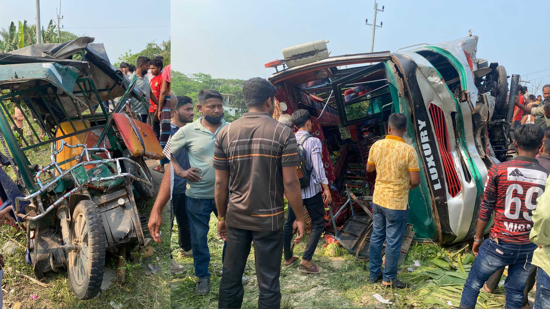 বরিশালে বাসচাপায় বাবা নিহত, ছেলেসহ হাসপাতালে ৬