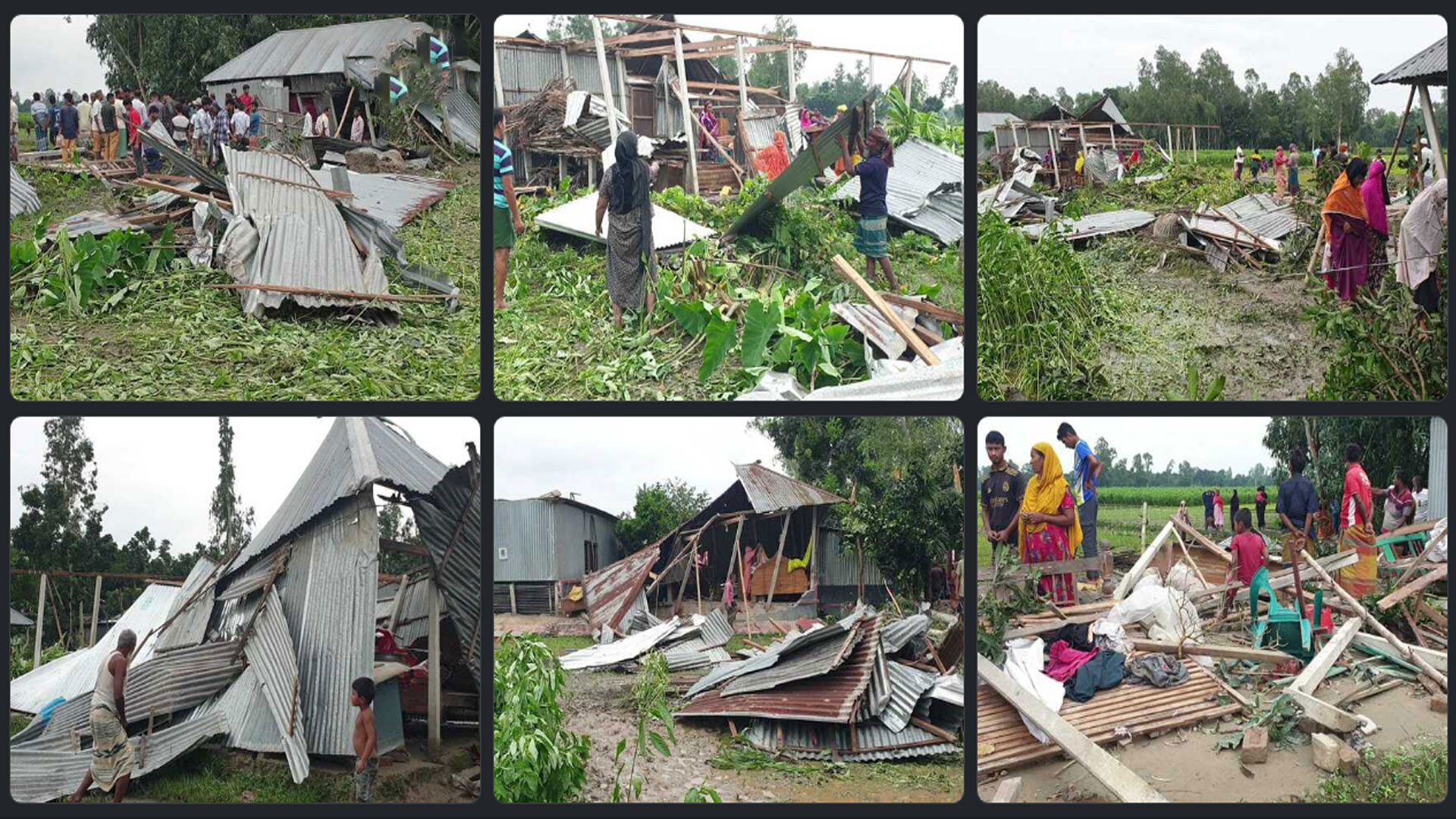 সিরাজগঞ্জে আকস্মিক ঘূর্ণিঝড়ে শতাধিক ঘরবাড়ি লন্ডভন্ড