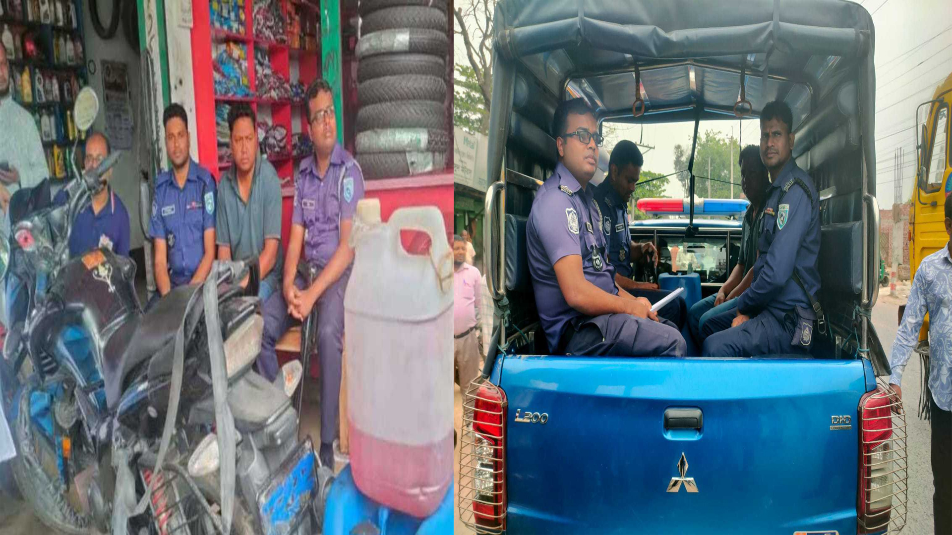 পঞ্চগড়ে খোলাবাজারে পেট্রোল বিক্রির দায়ে যুবকের জেল, পেট্রোল জব্দ