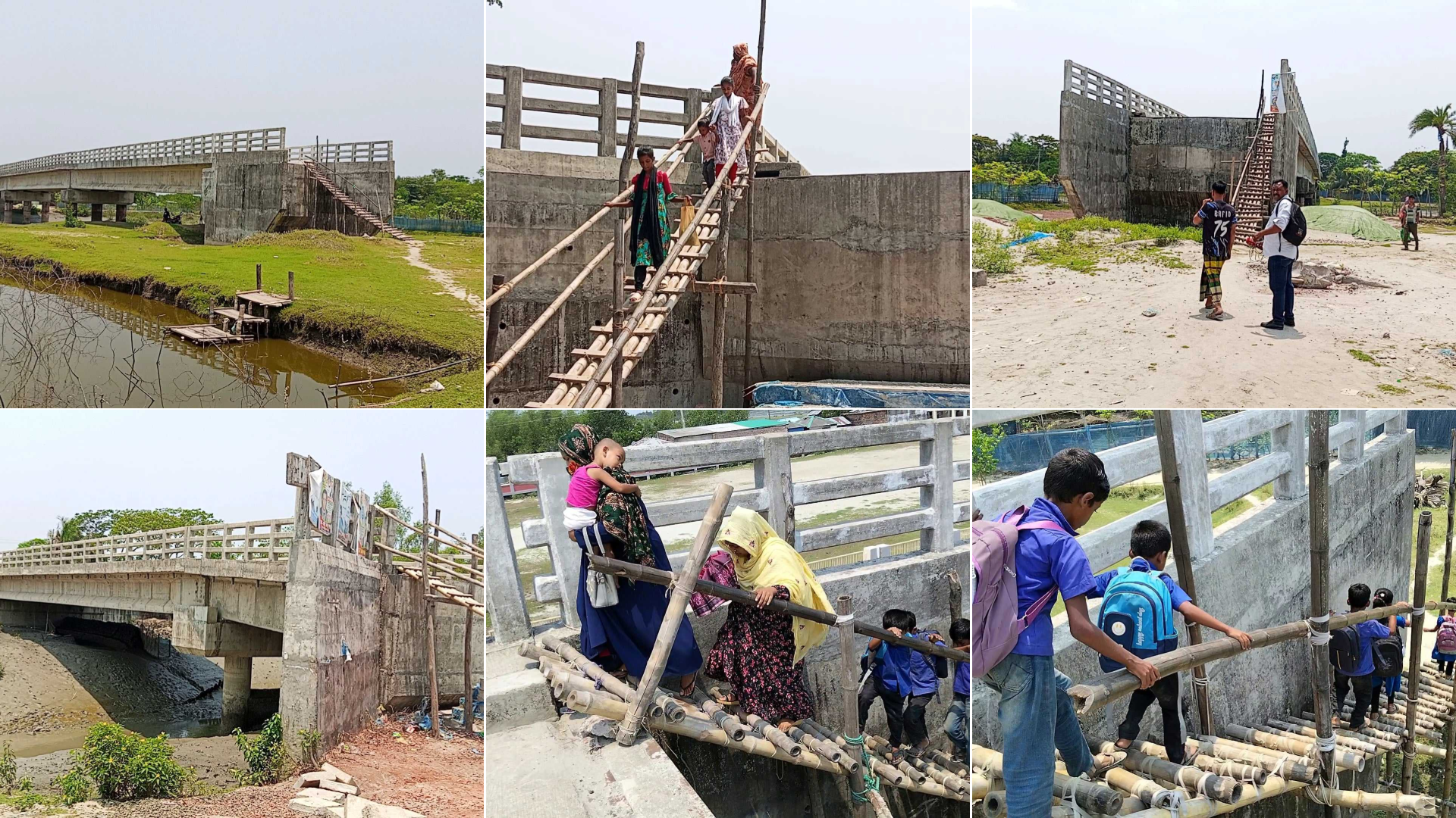 দীর্ঘদিনেও শেষ হয়নি ২ ব্রিজের কাজ, মোংলায় ‘বাঁশের সাঁকোয় বন্দি’ হাজারো মানুষের জীবন