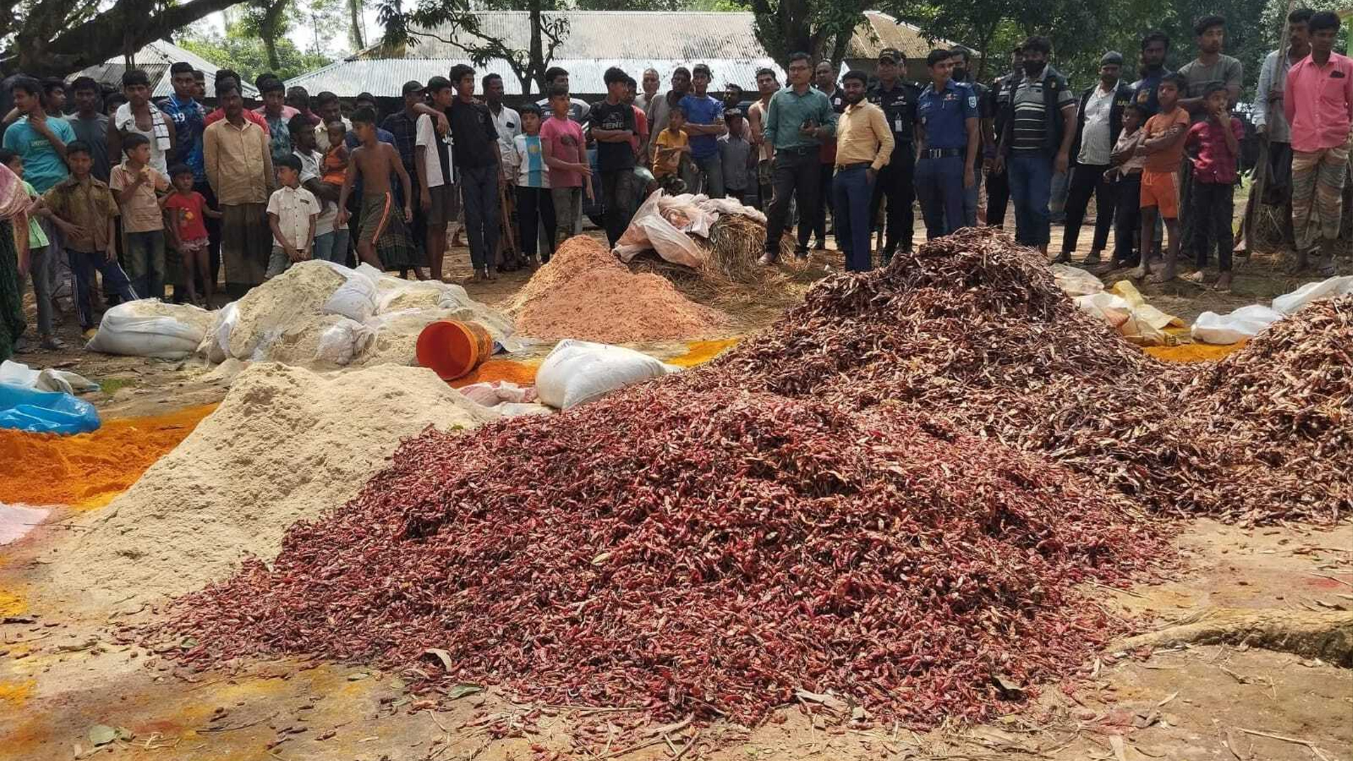 ধ্বংস করা হলো ৬০ মণ হলুদ-মরিচের গুঁড়া, ব্যবসায়ীকে জরিমানা