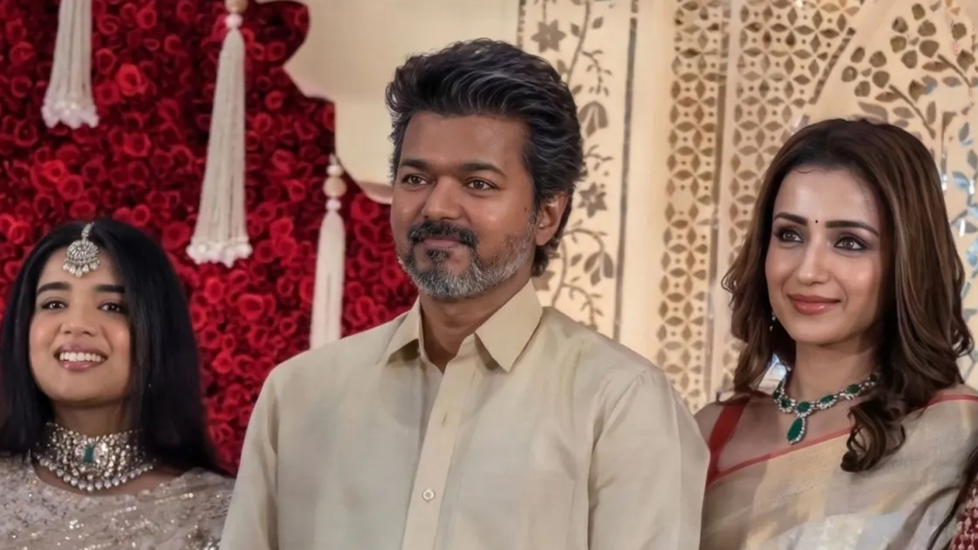 বিবাহোত্তর সংবর্ধনা অনুষ্ঠানে একসঙ্গে বিজয়-তৃষা